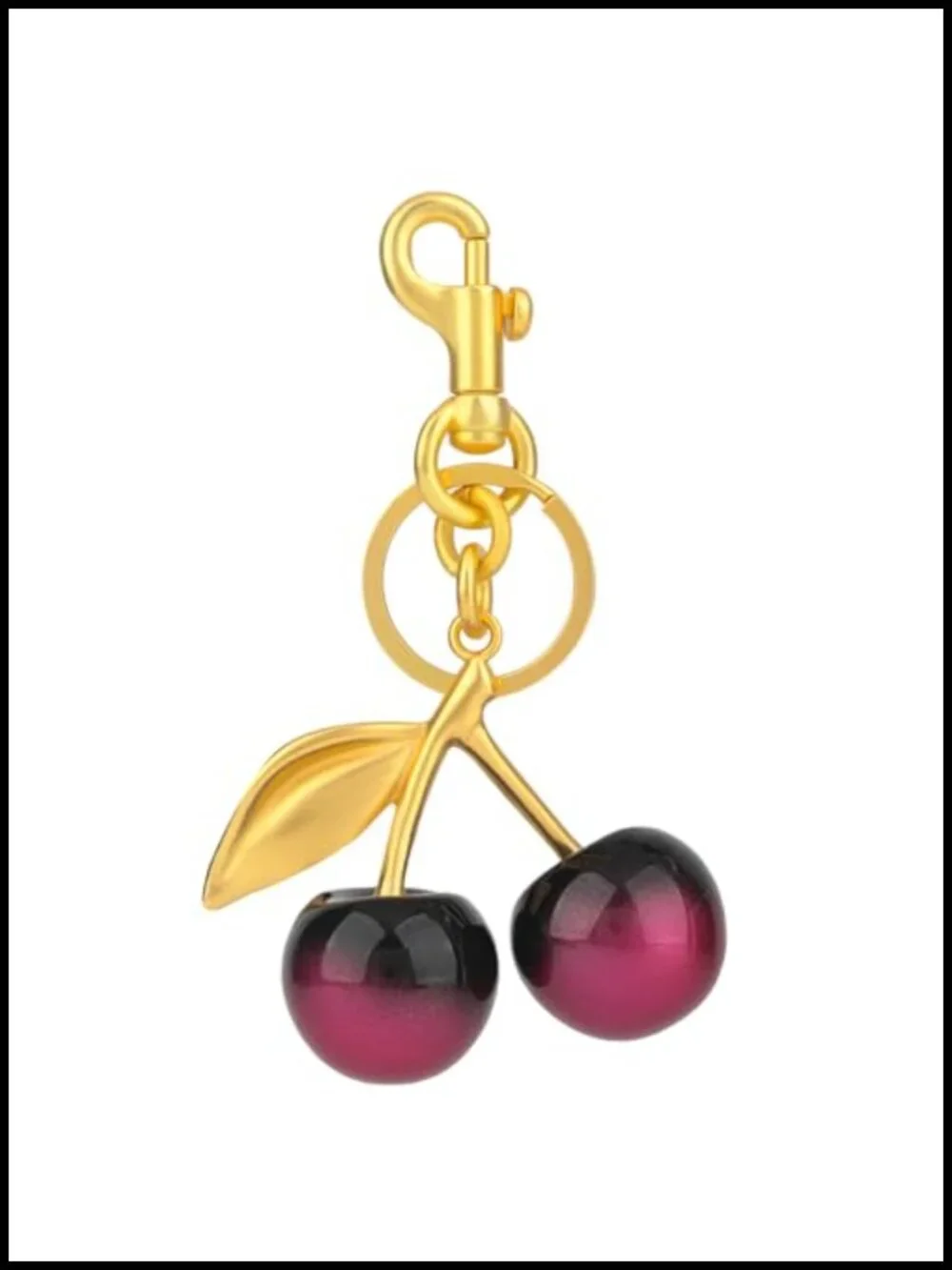 Cherry Keychain Keyring Purse Charm with Gold Clip